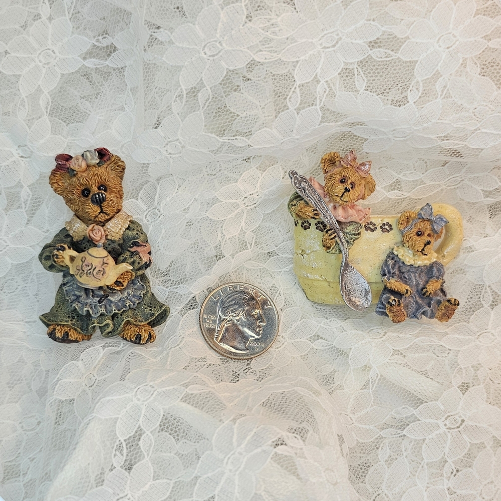 Boyd's Bears Tea Cup & Pot Lapel Pins• Vintage • Set of 2 • Teacup • Brooch